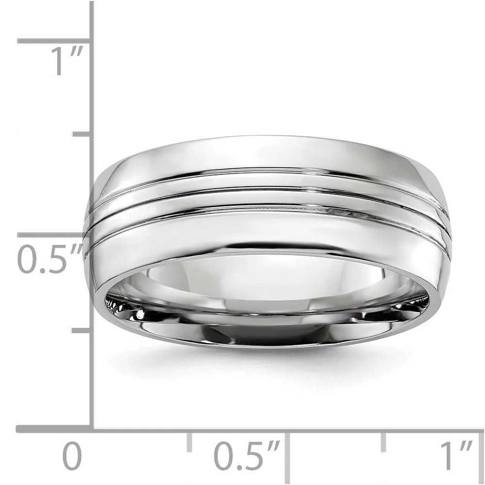 8mm Cobalt Polished Grooved Domed Standard Fit Band