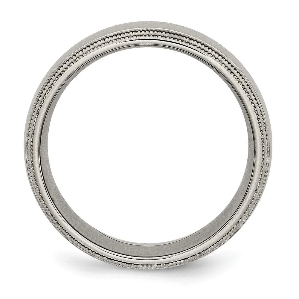 8mm Titanium Polished Double Milgrain Standard Fit Band