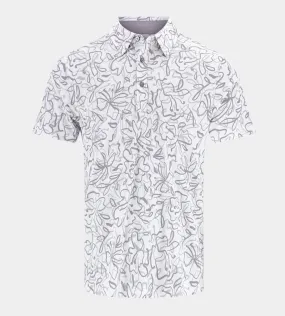 ABSTRACT FLORAL POLO - WHITE