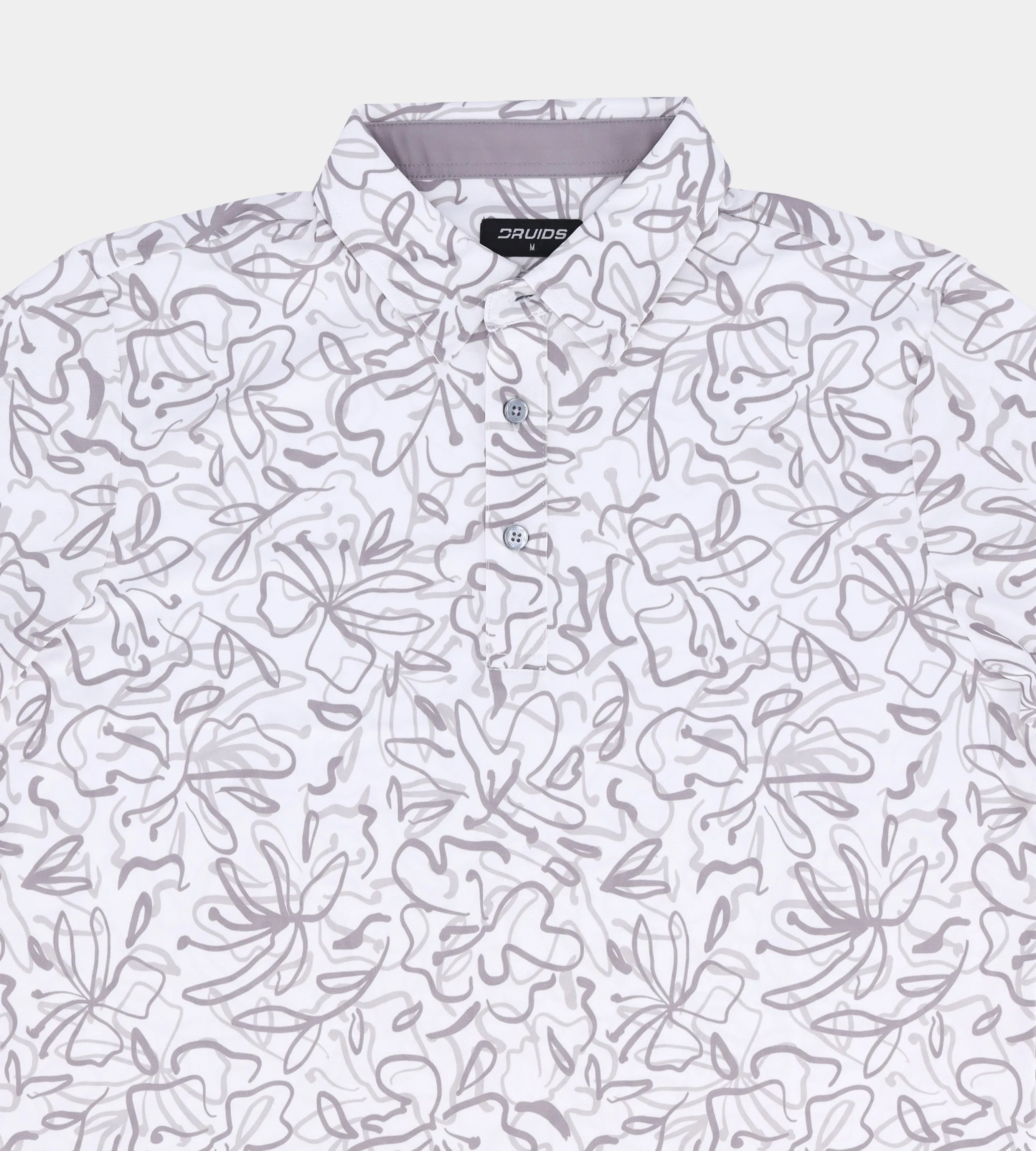 ABSTRACT FLORAL POLO - WHITE