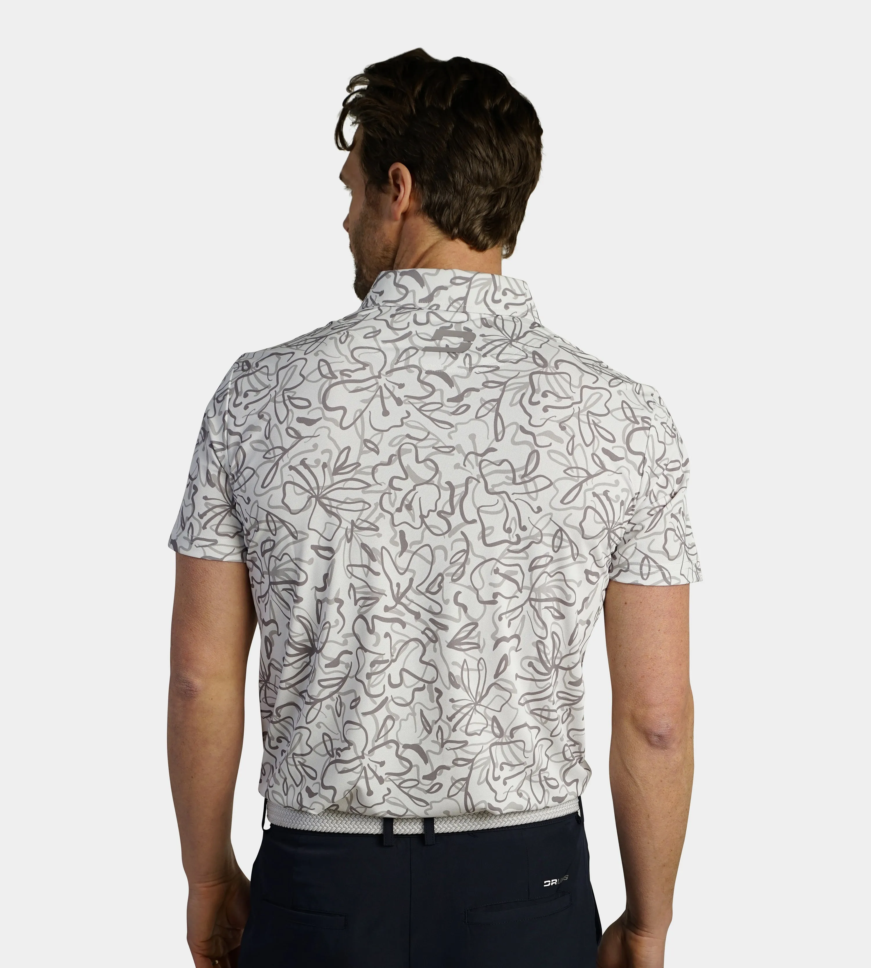 ABSTRACT FLORAL POLO - WHITE