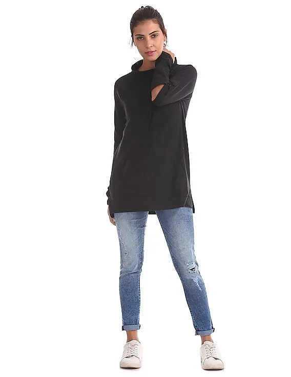 Aeropostale High Neck Solid Sweatshirt