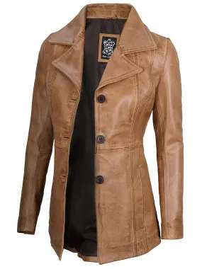 Bitonto Camel Brown Leather Blazer