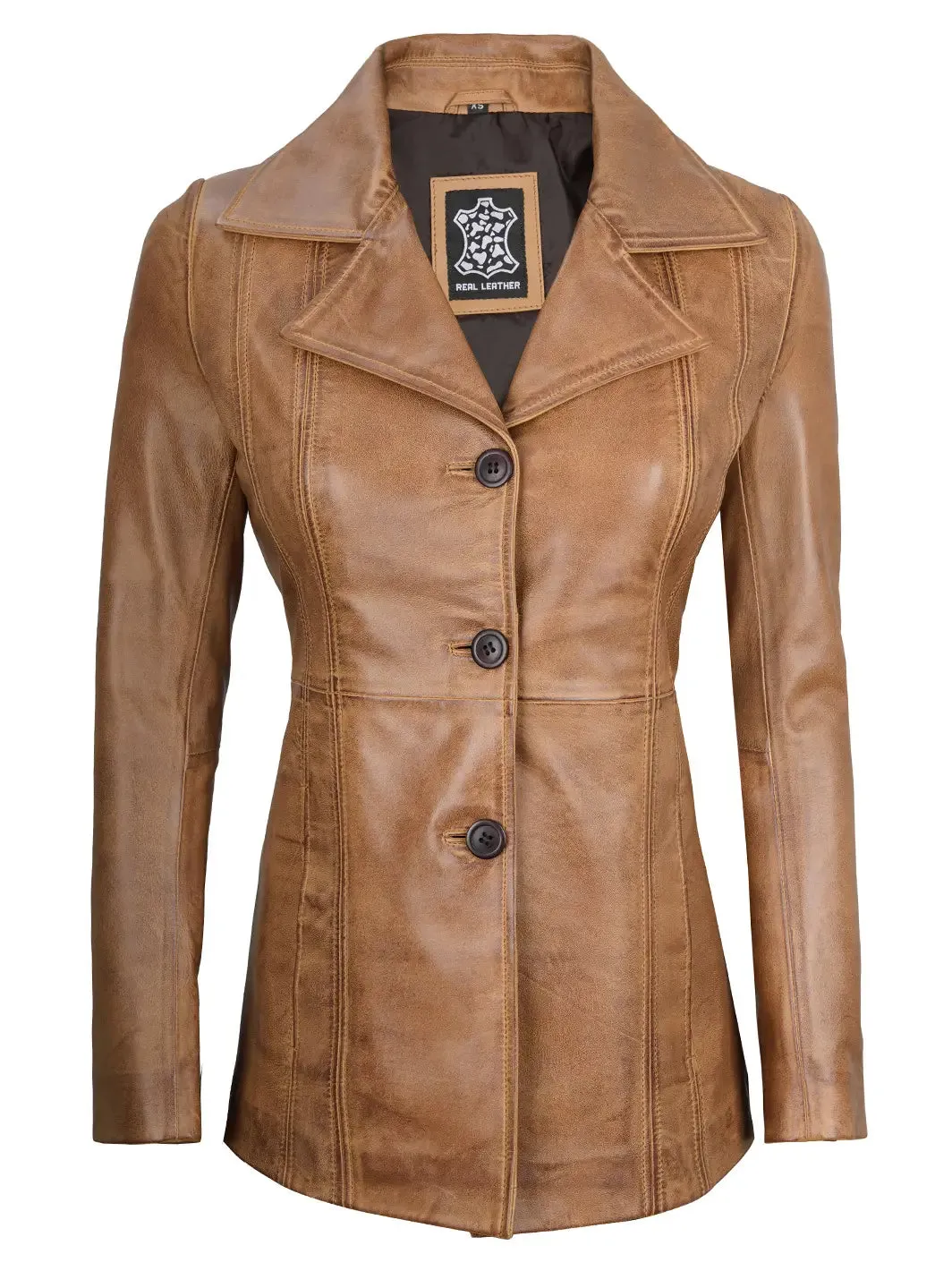 Bitonto Camel Brown Leather Blazer