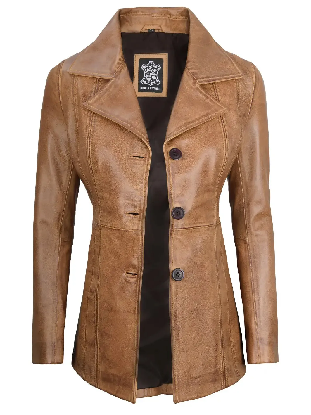 Bitonto Camel Brown Leather Blazer