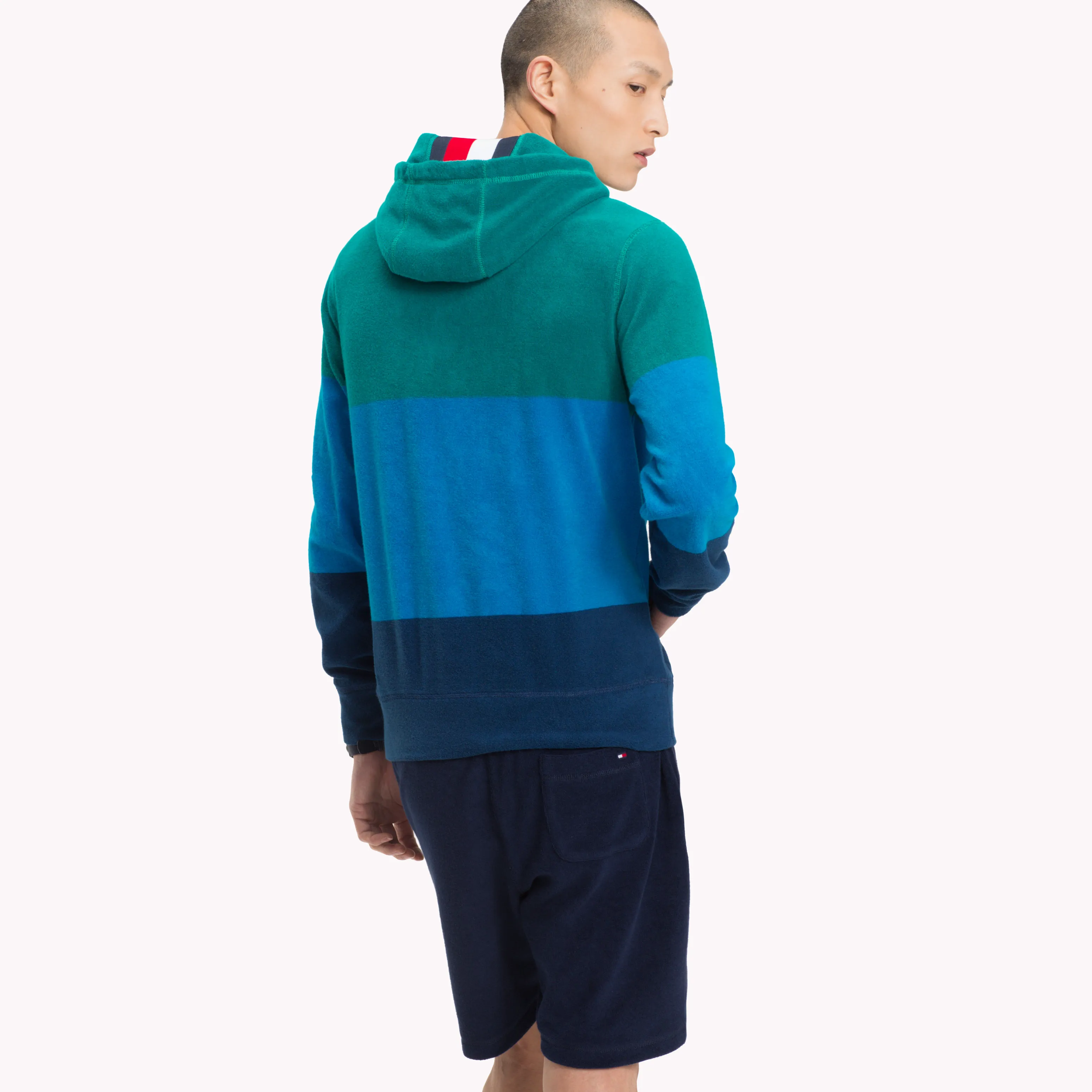 Blue Colour Block Towelling Hoodie | Sweatshirts & Hoodies | Tommy Hilfiger