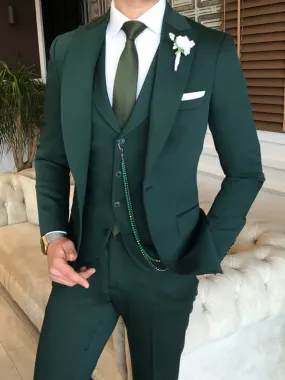 Bojoni Green Slim-Fit Suit 3-Piece