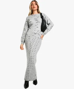 boohoo Womens Soft Knit Marl Knitted Maxi Dress