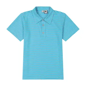 Boys Short Sleeve Polo Turquoise Stripe