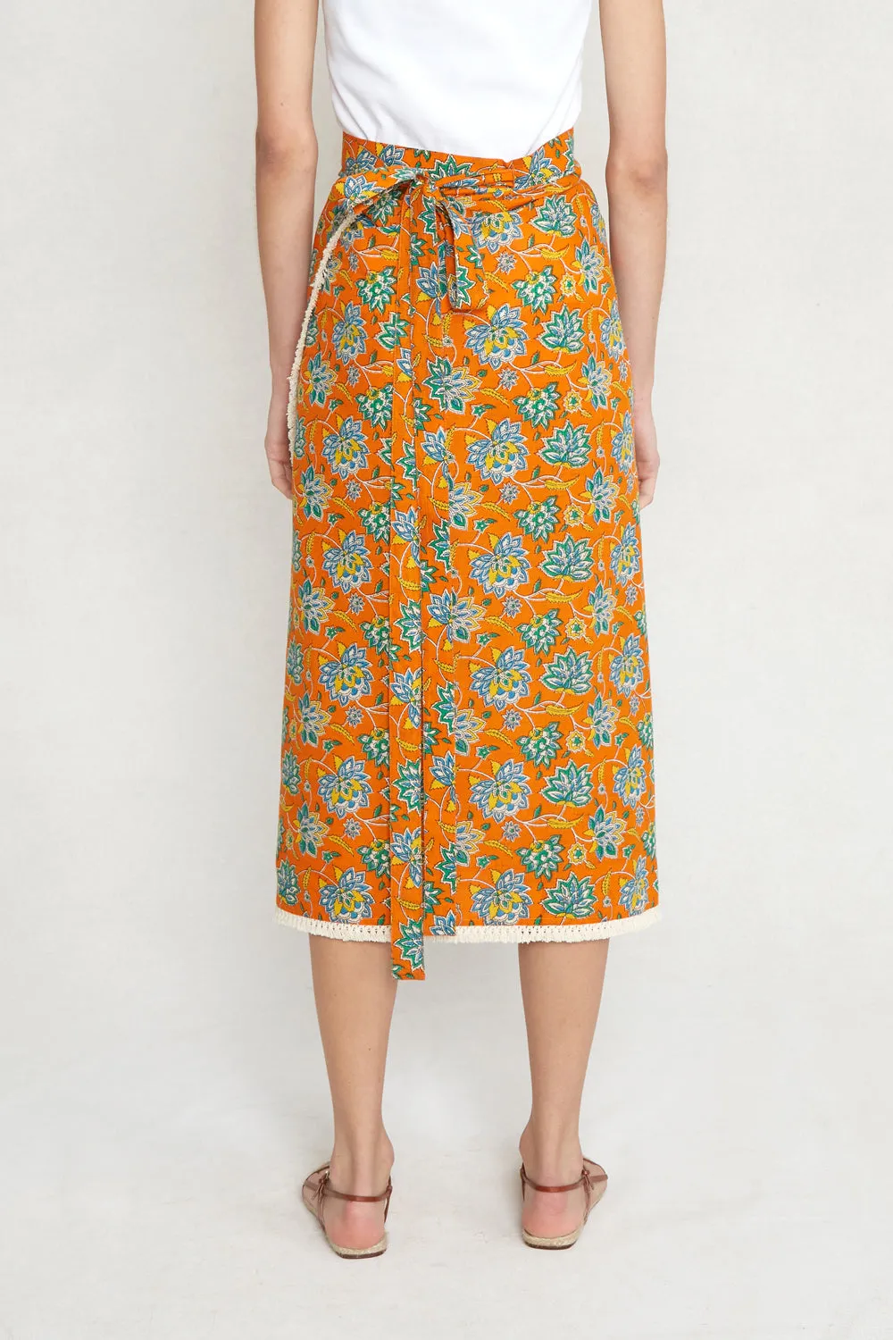 Camellia Wrap Skirt Tangelo