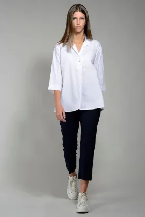 Camicia bianca donna svasata microfantasia