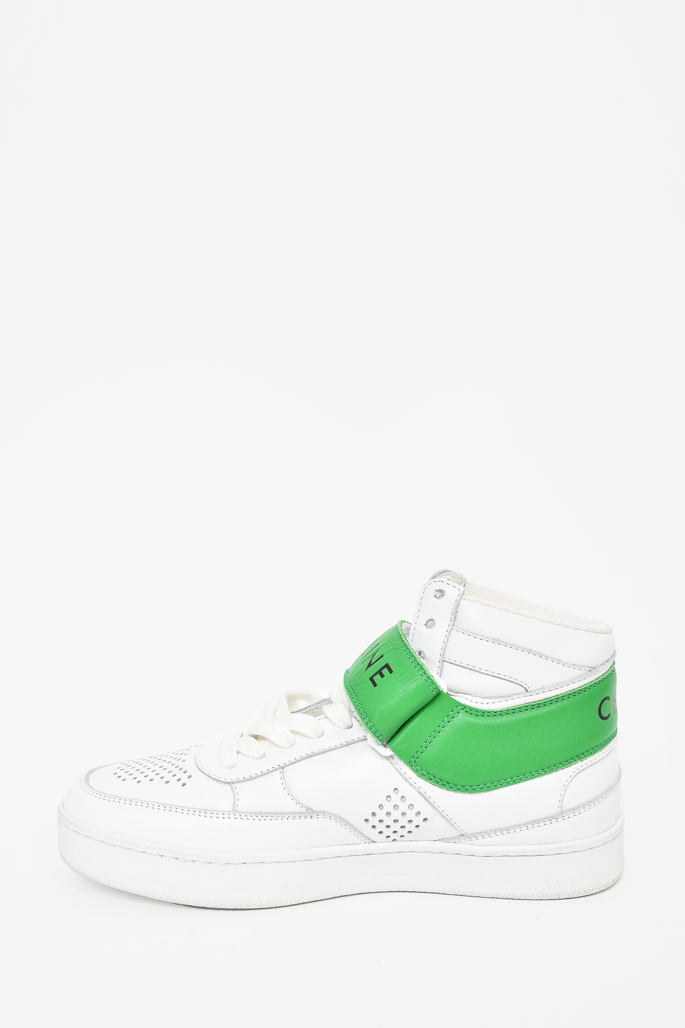 Celine White Leather Green Strap High Tops sz 35