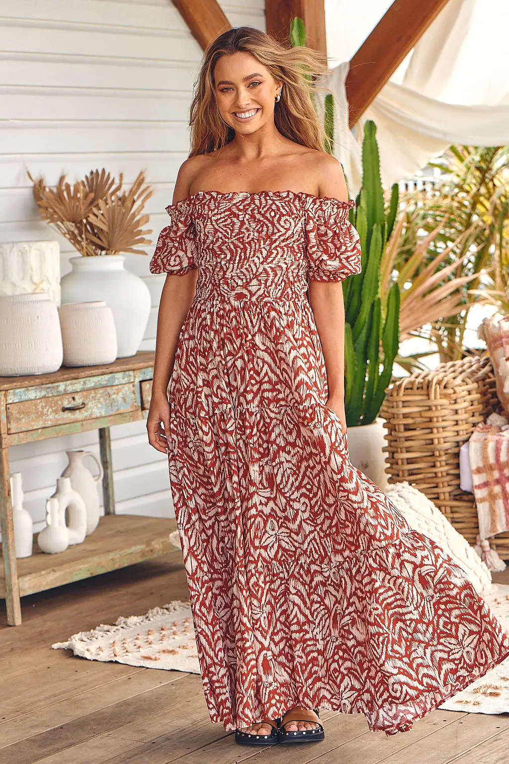 Claudette Maxi Dress Wilderness Cherry print