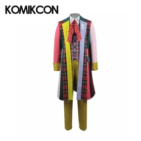 Doctor Who 6th Colorful Lattice Stripe Coat Cosplay Costume  Halloween Trench Vest Shirt Pants Tie Men Christmas Suits