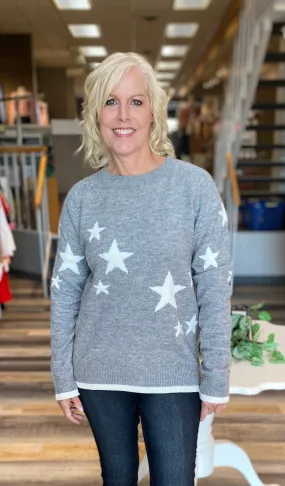 ERIKA BY DASH CLOTHING INC SWEATER *MISSY* STAR INTARSIA CREW LS