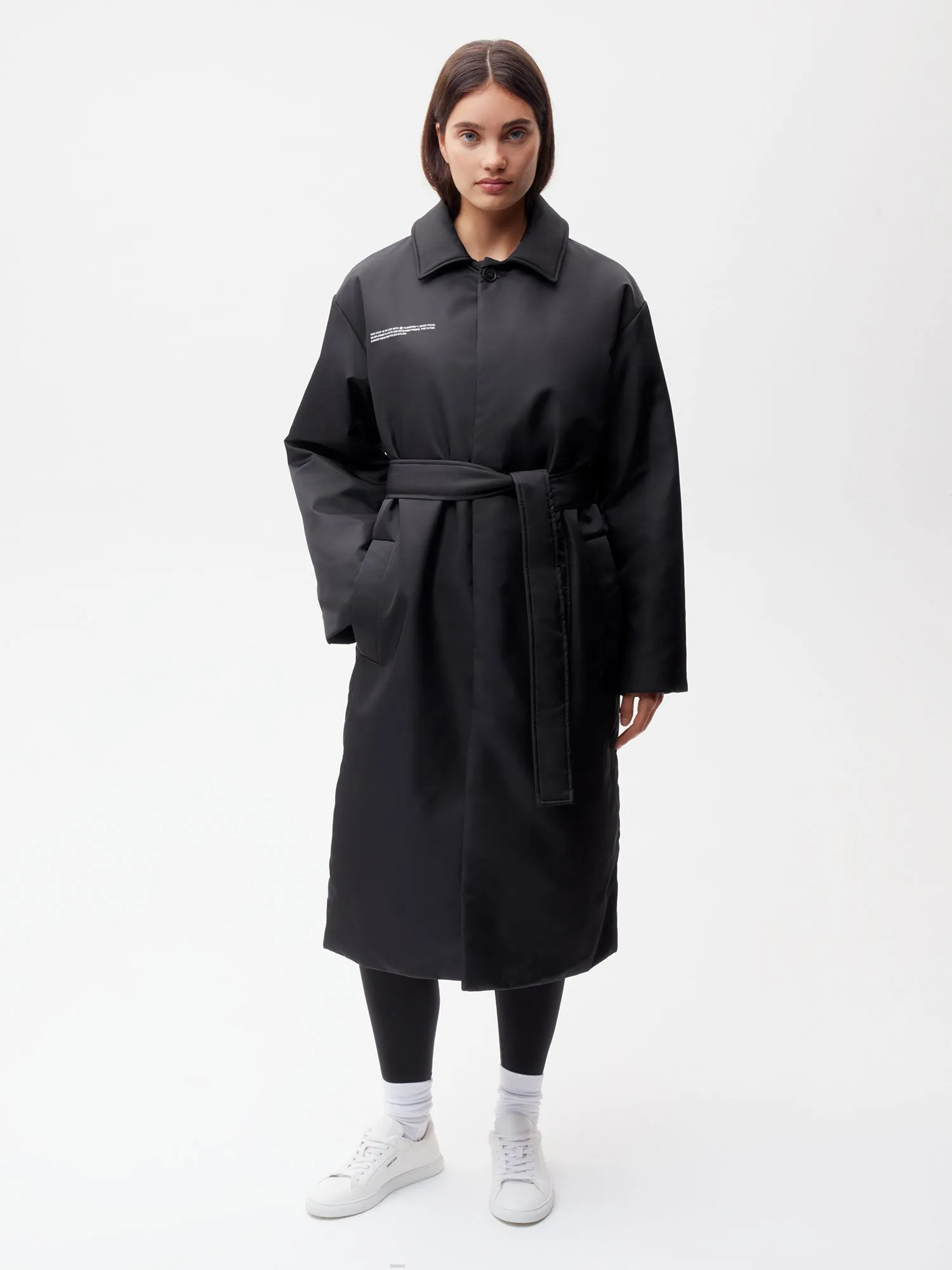 Flower-Warmth Trench Coat—black