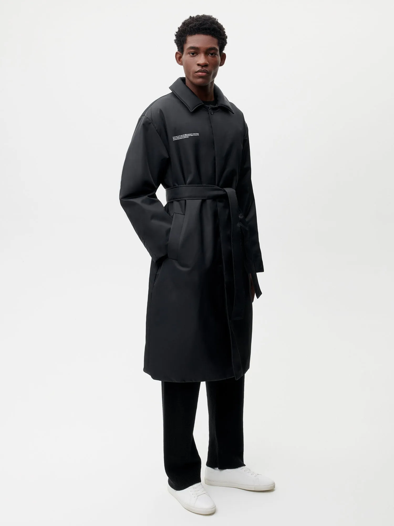 Flower-Warmth Trench Coat—black