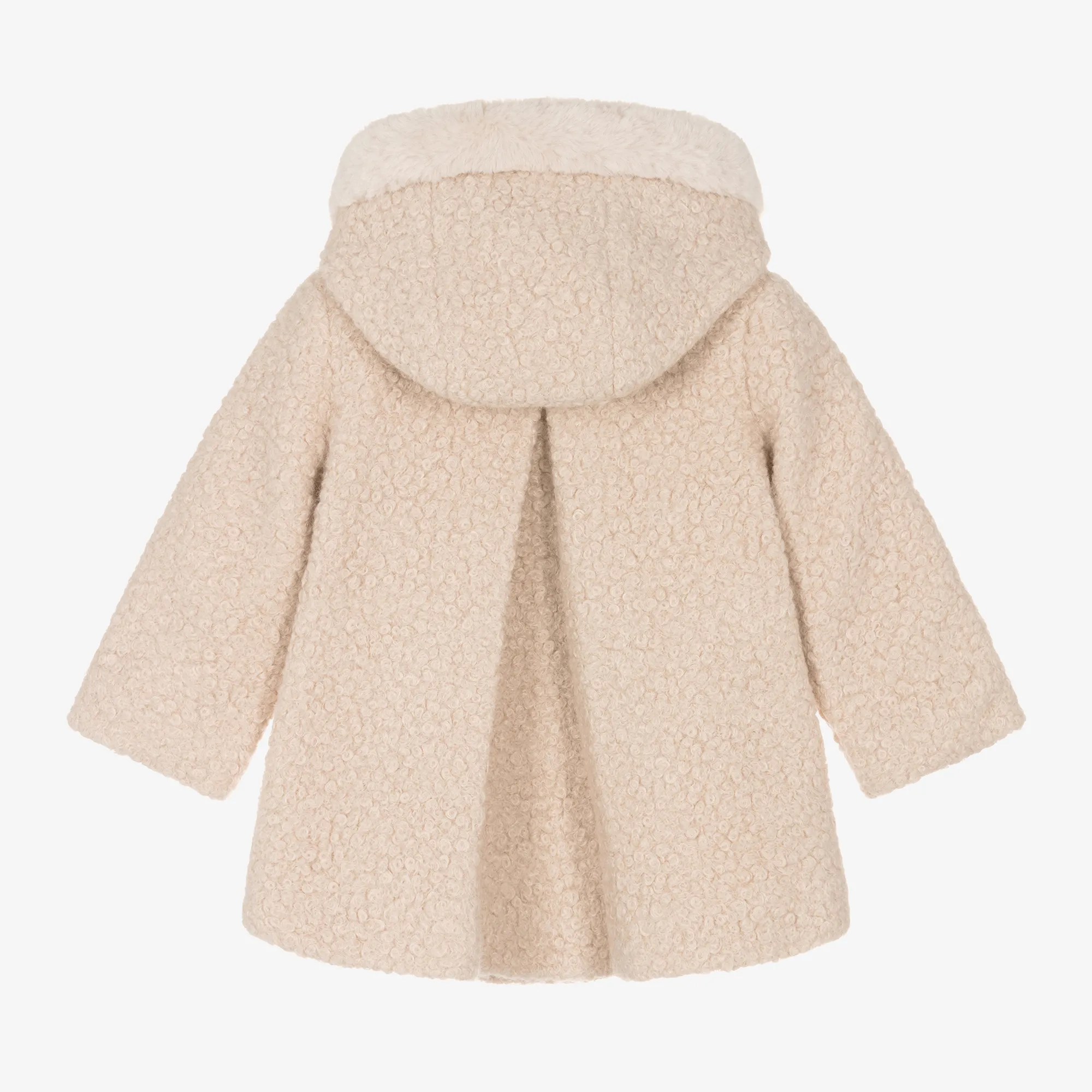 Girls Beige Bouclé Hooded Coat