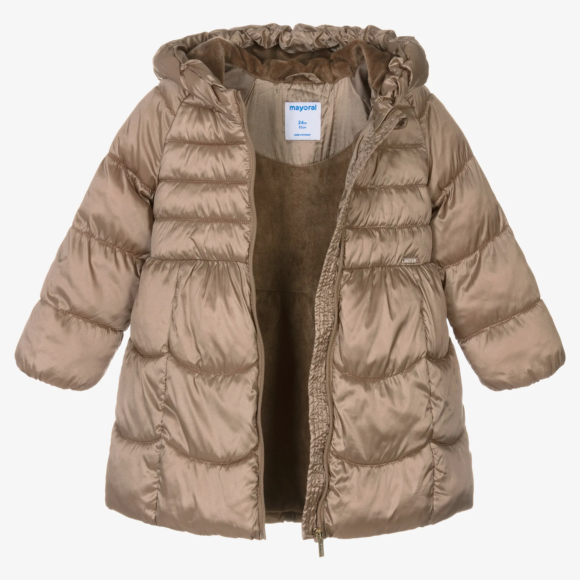 Girls Beige Puffer Coat