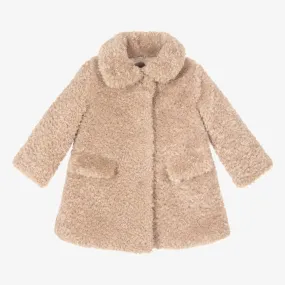 Girls Beige Teddy Fleece Coat