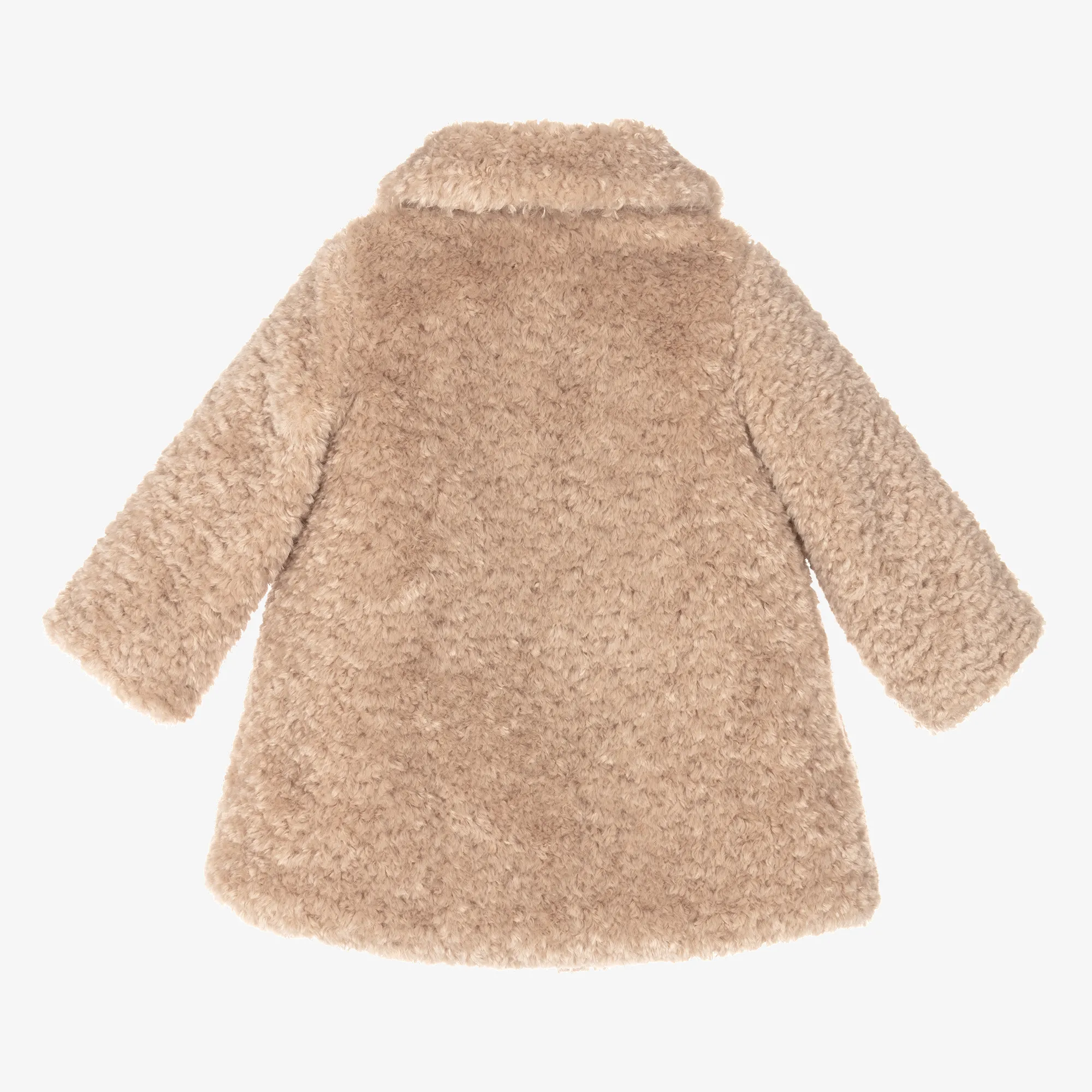 Girls Beige Teddy Fleece Coat