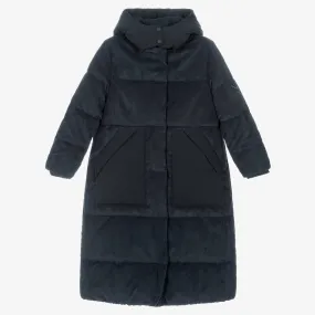 Girls Blue Corduroy Puffer Coat