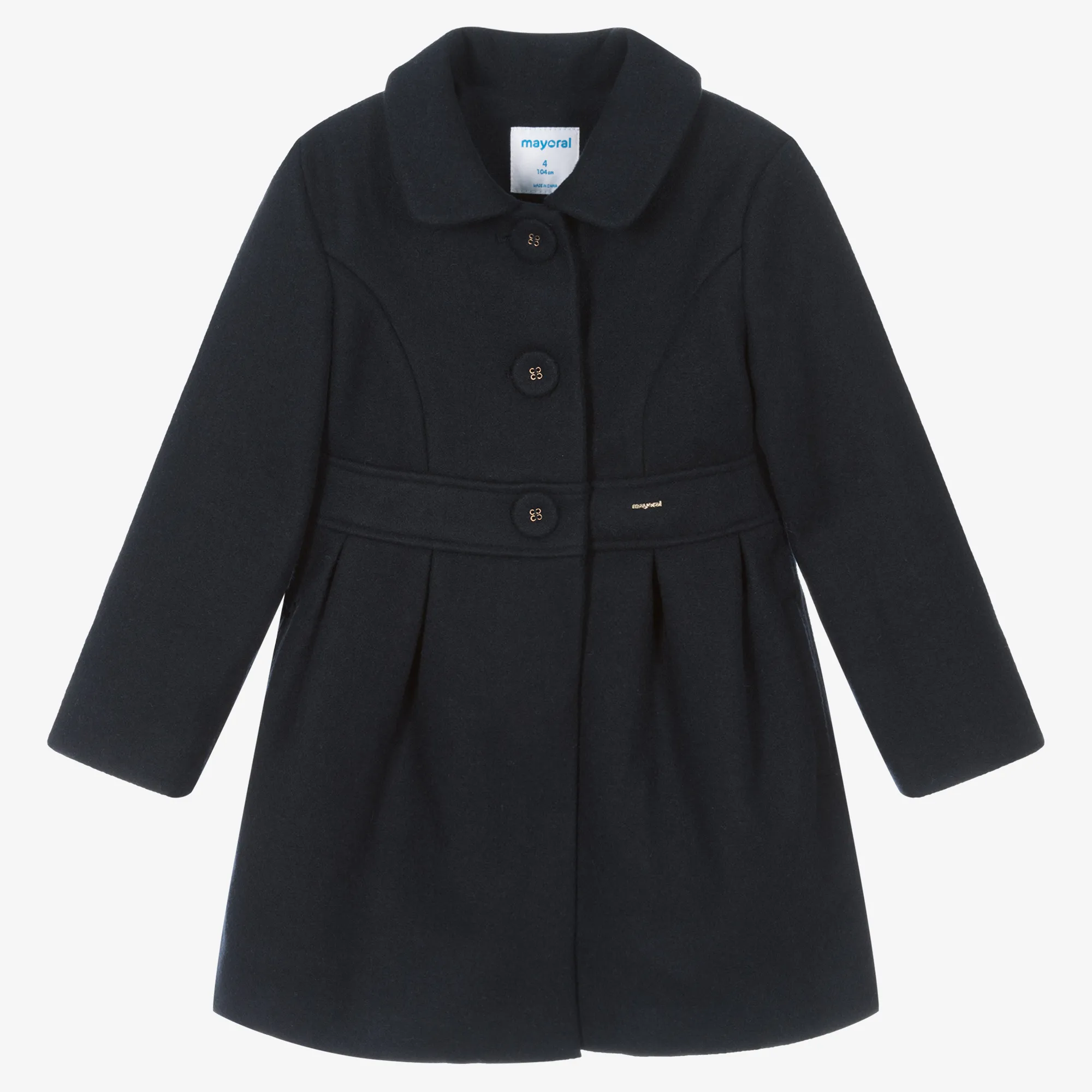 Girls Navy Blue Felted Coat