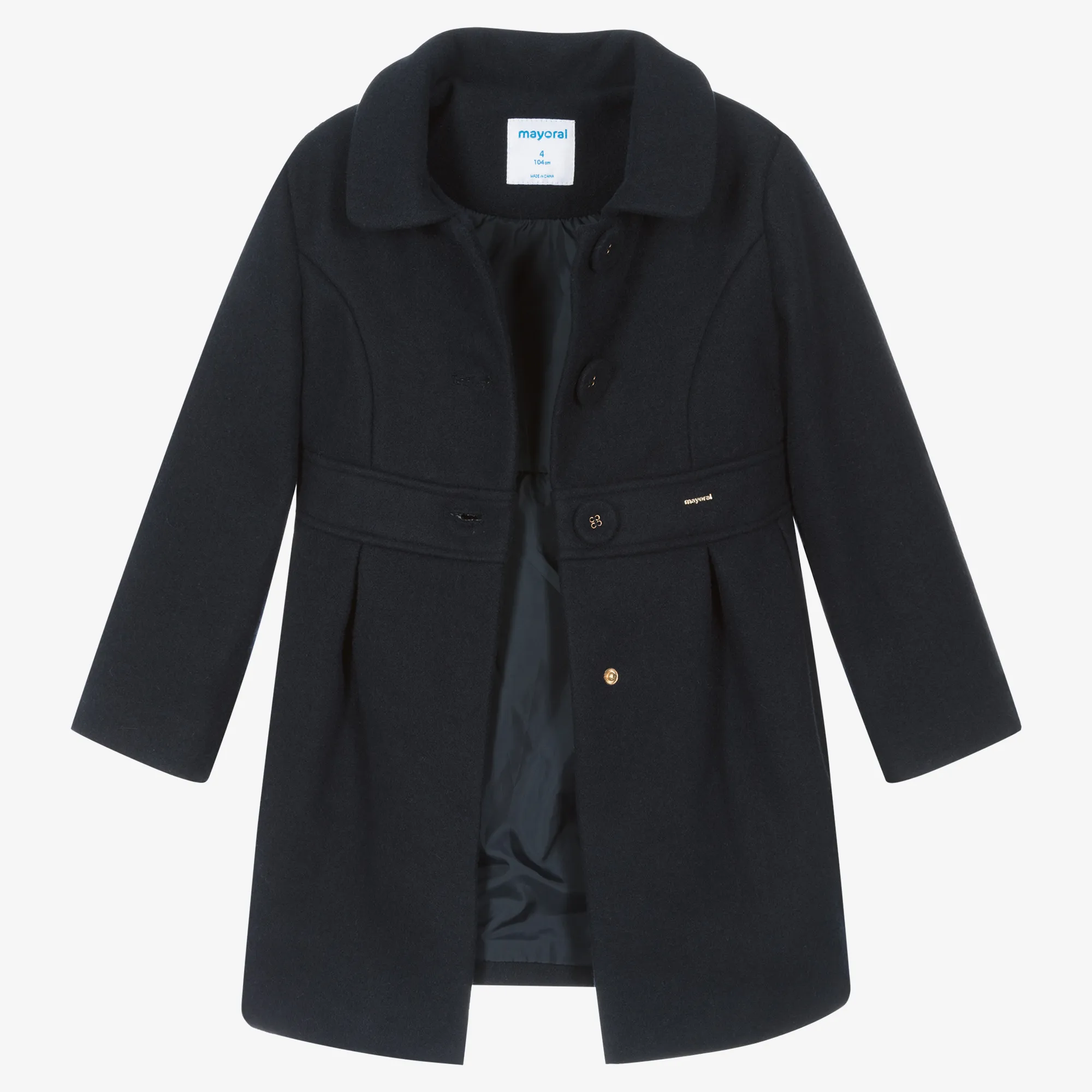 Girls Navy Blue Felted Coat