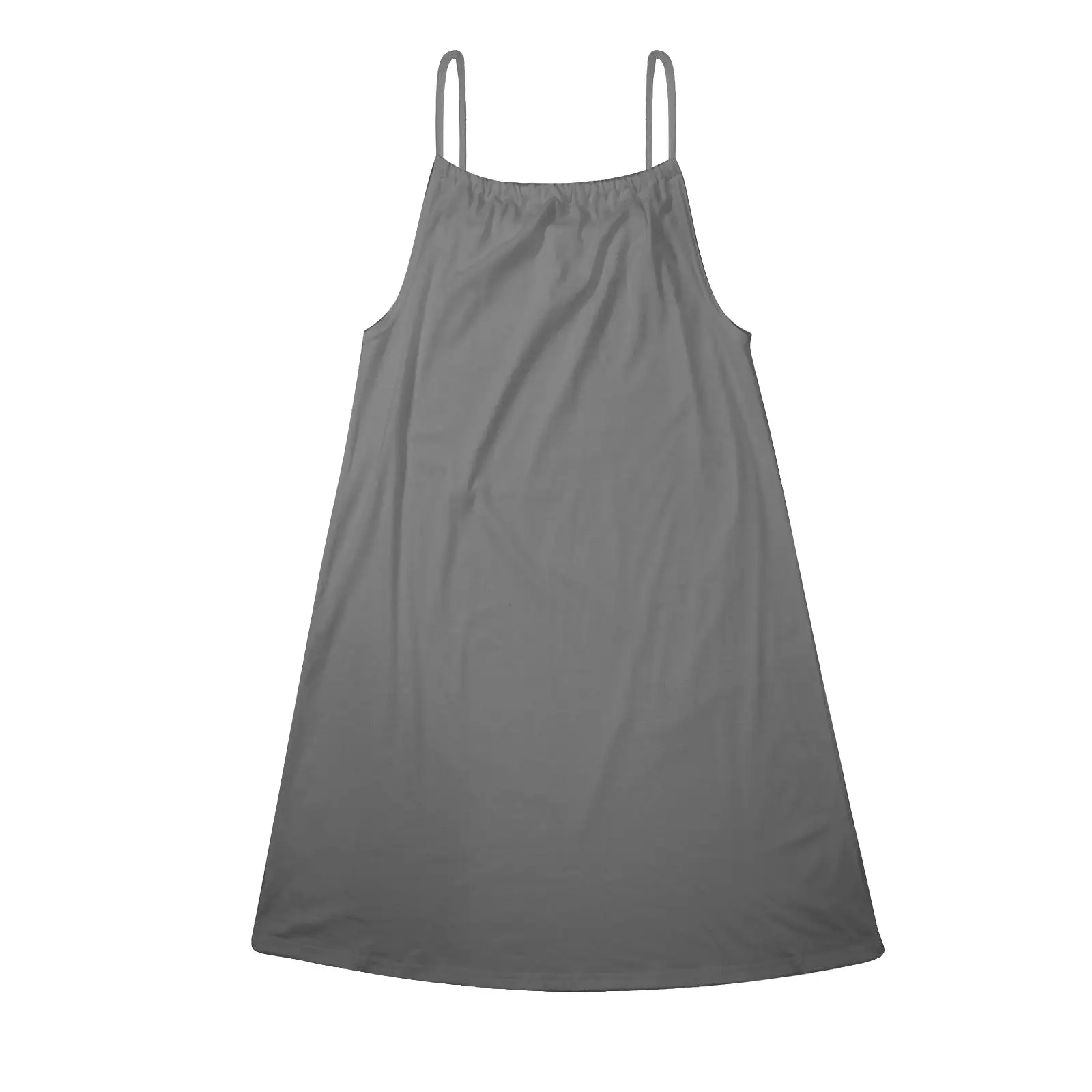 gray solid 2 Drawstring Neck Sleeveless Dress (Model D68)