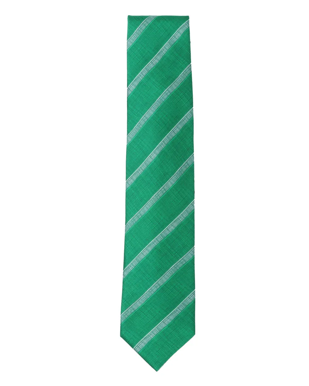 Green and White Striped Tie