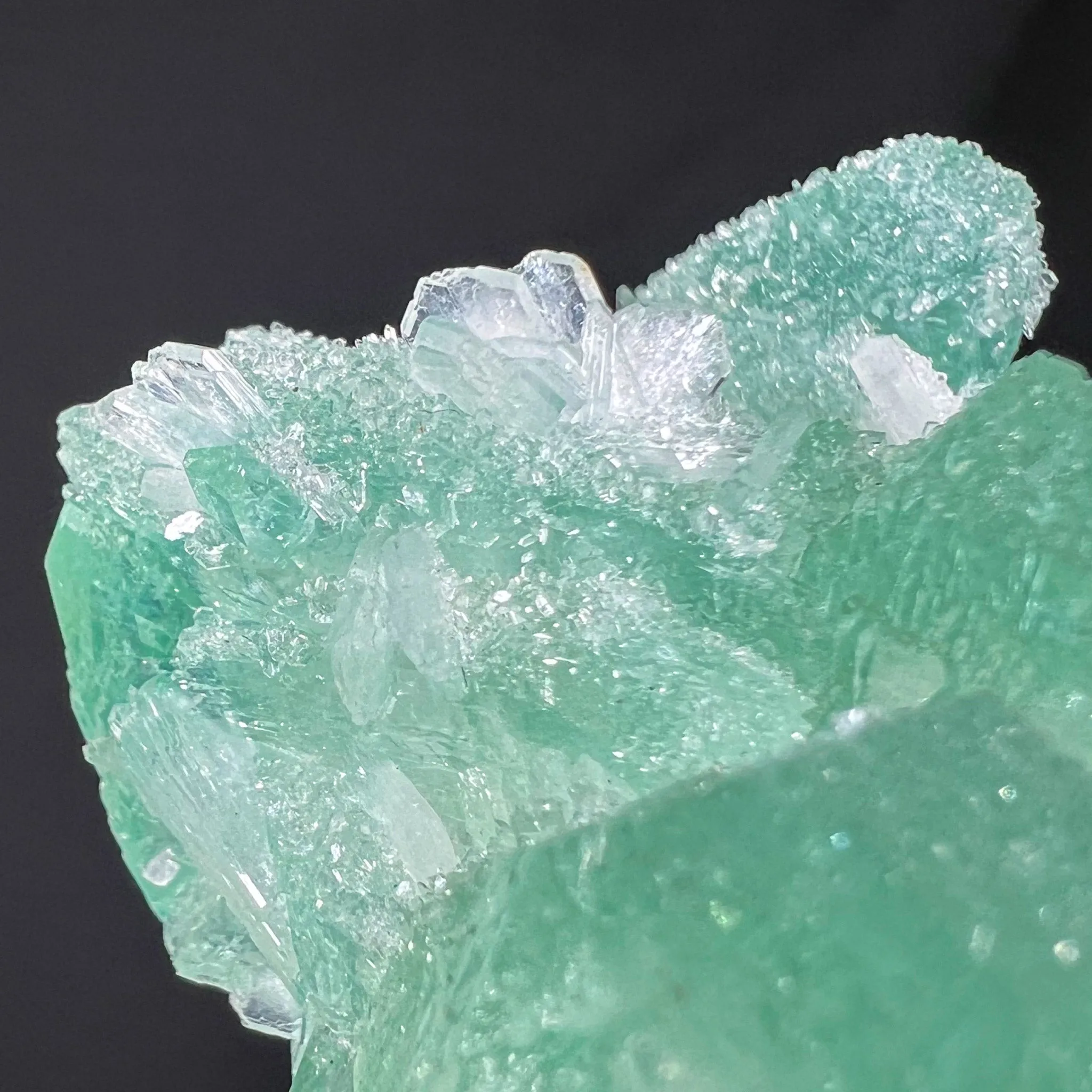 Green Apophyllite with White Stilbite