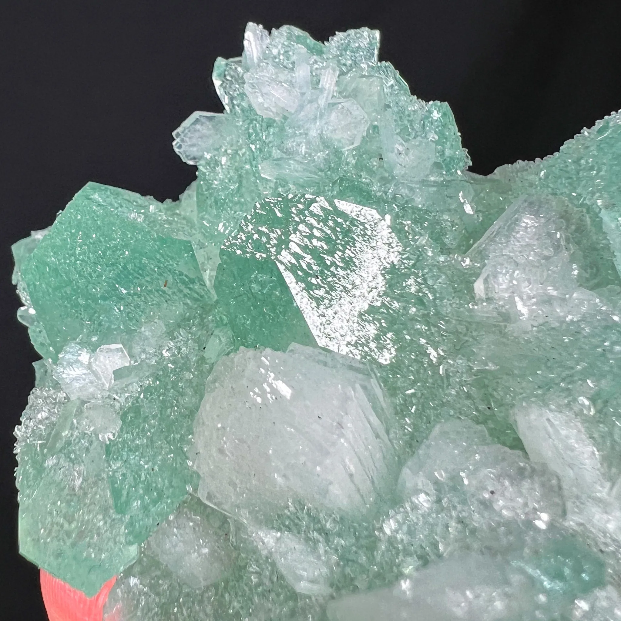 Green Apophyllite with White Stilbite