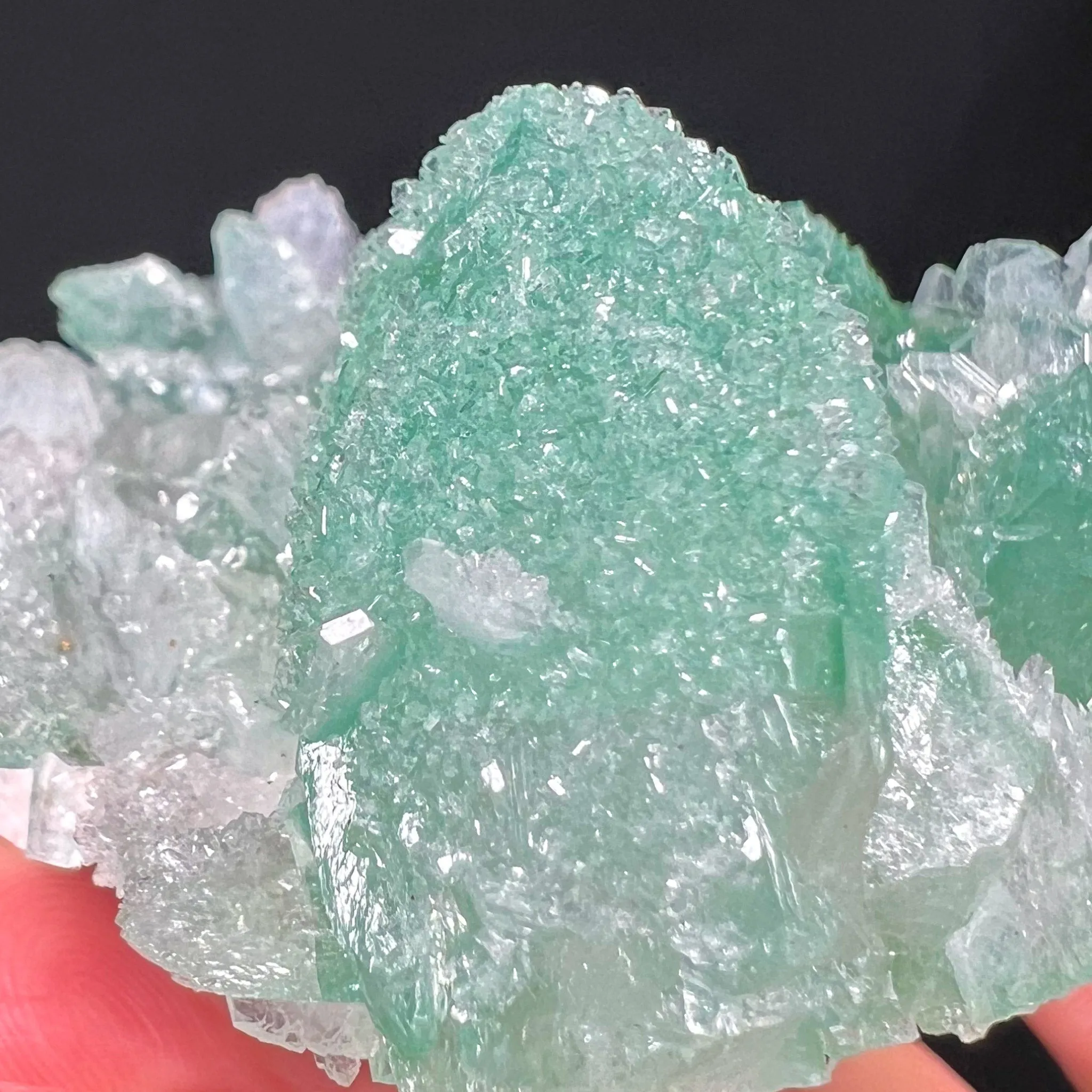 Green Apophyllite with White Stilbite