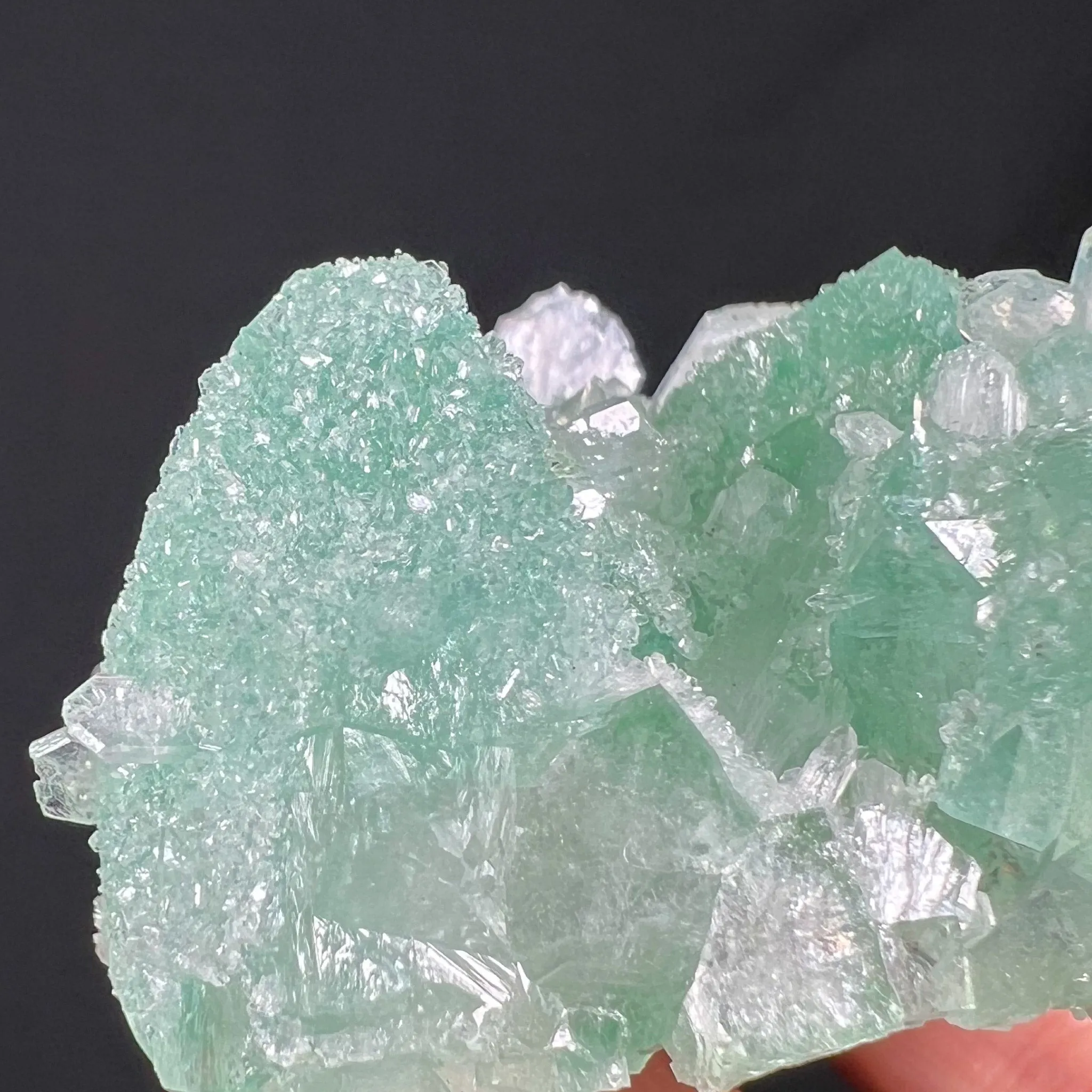 Green Apophyllite with White Stilbite