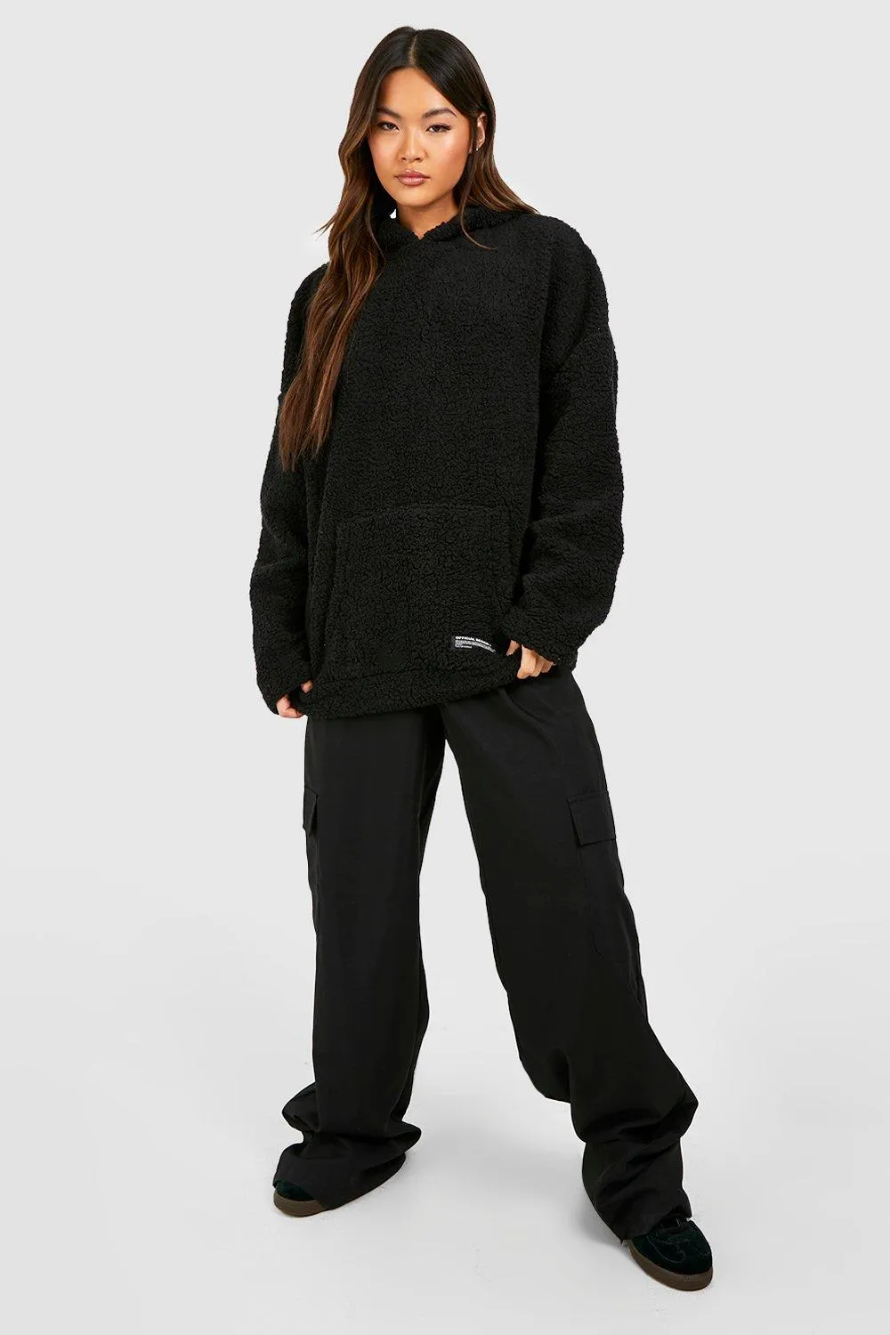 Hoodies & Sweatshirts | Borg Oversized Hoodie With Woven Label | boohoo