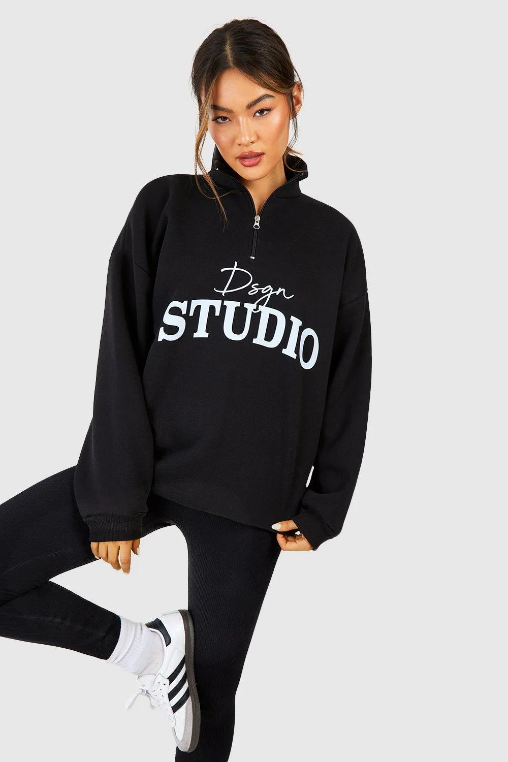 Hoodies & Sweatshirts | Dsgn Studio Half Zip Oversized Sweatshirt | boohoo