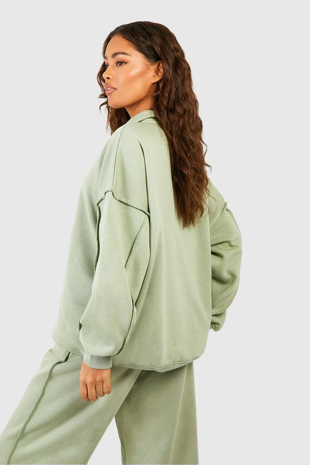 Hoodies & Sweatshirts | Exposed Seam Oversized Half Zip Sweatshirt | boohoo