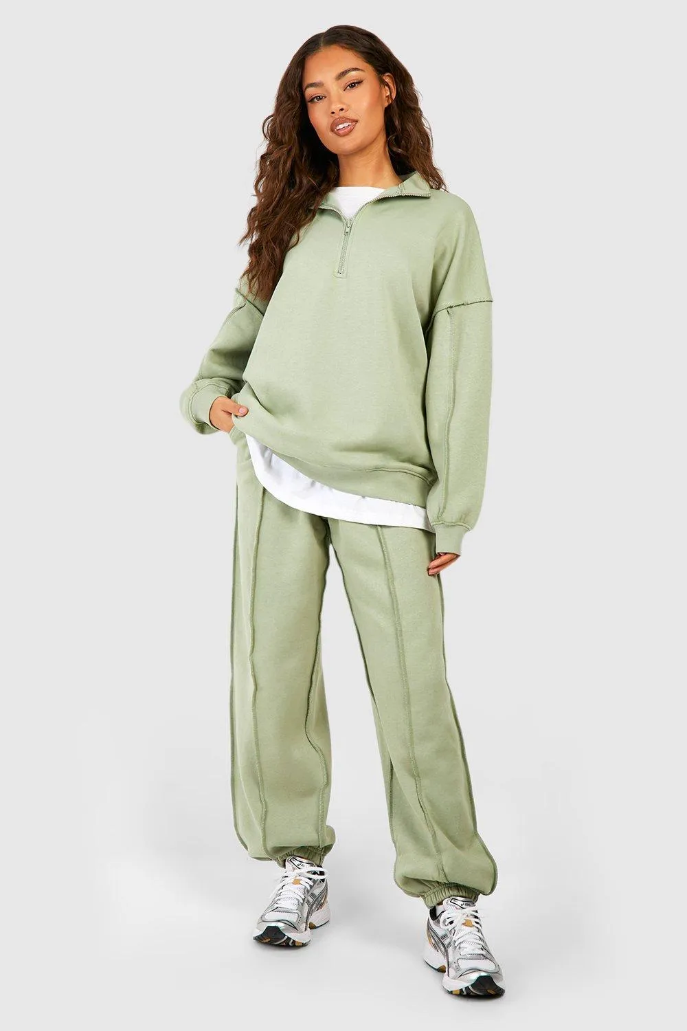 Hoodies & Sweatshirts | Exposed Seam Oversized Half Zip Sweatshirt | boohoo