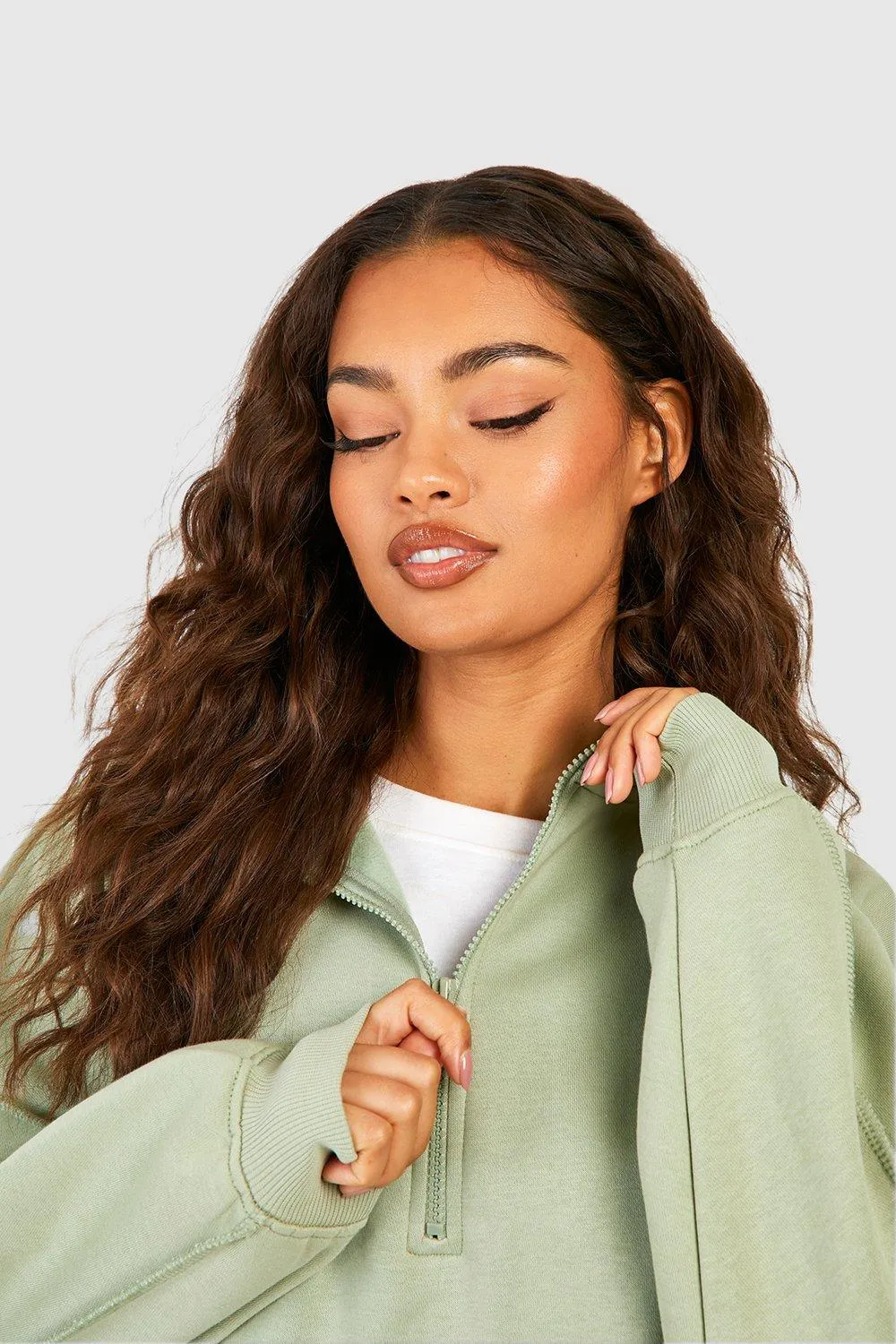 Hoodies & Sweatshirts | Exposed Seam Oversized Half Zip Sweatshirt | boohoo