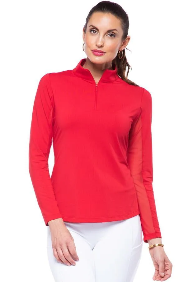 IBKUL Women's Long Sleeved Solid Mock Neck Golf Sun Protection Shirt- 18 Colors!