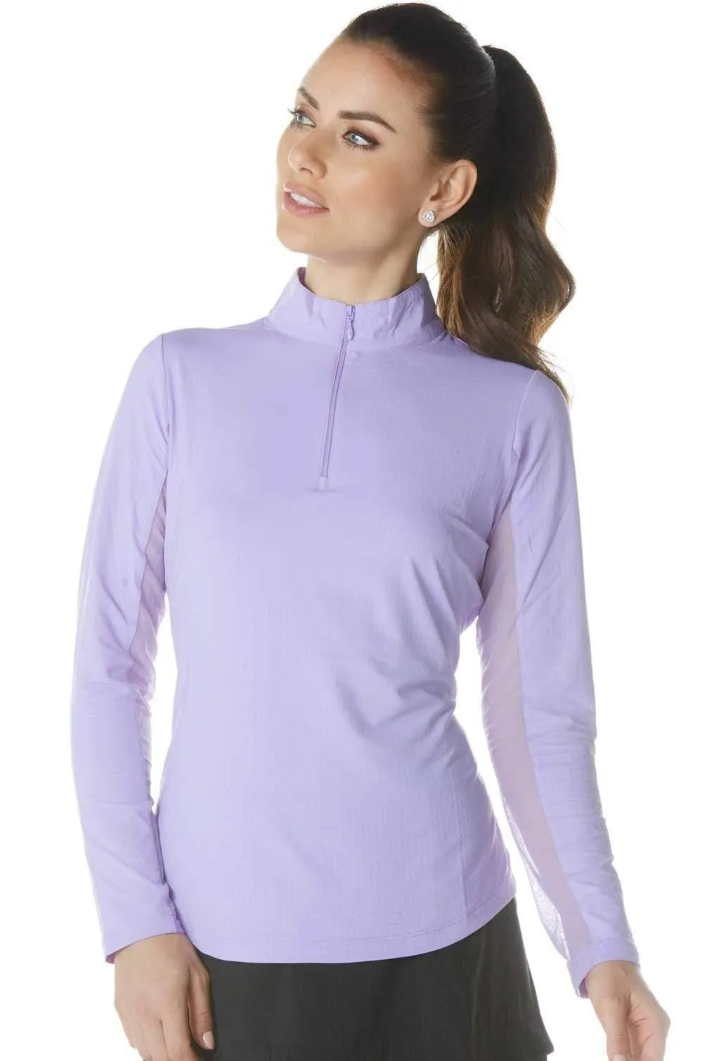 IBKUL Women's Long Sleeved Solid Mock Neck Golf Sun Protection Shirt- 18 Colors!