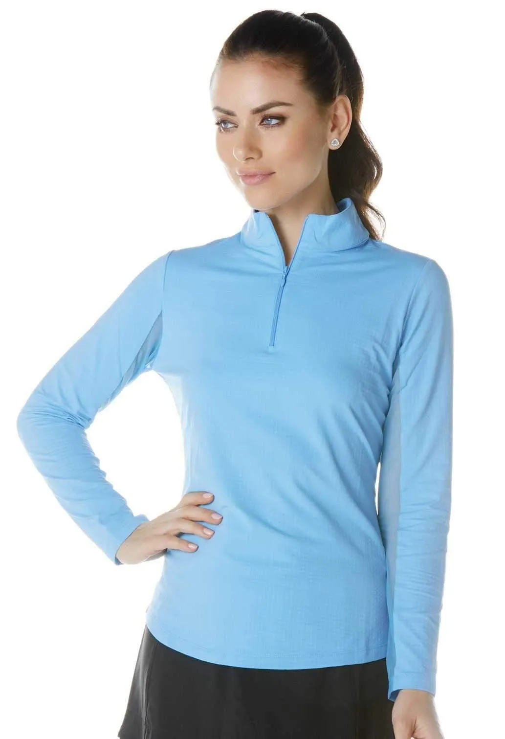 IBKUL Women's Long Sleeved Solid Mock Neck Golf Sun Protection Shirt- 18 Colors!