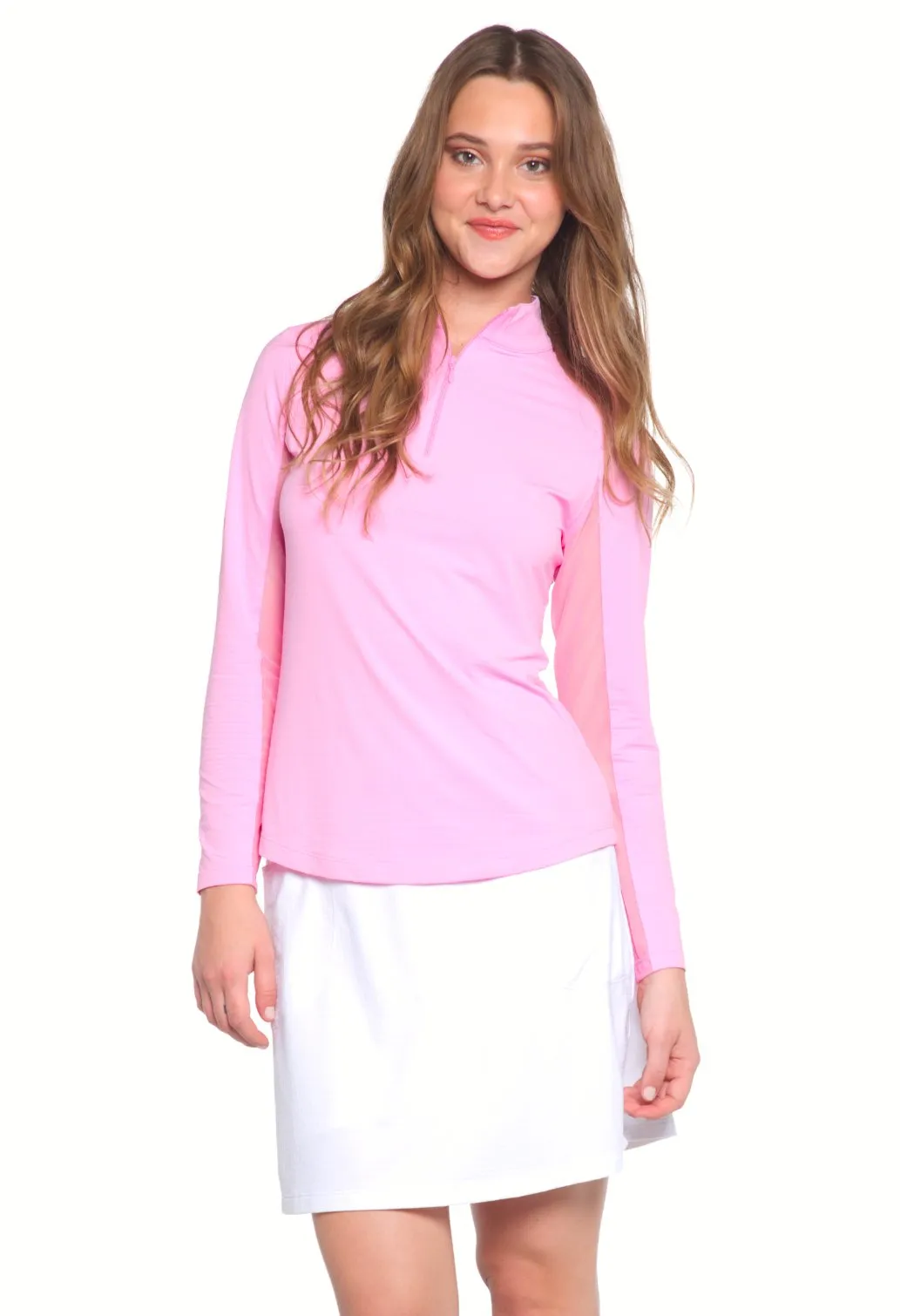 IBKUL Women's Long Sleeved Solid Mock Neck Golf Sun Protection Shirt- 18 Colors!