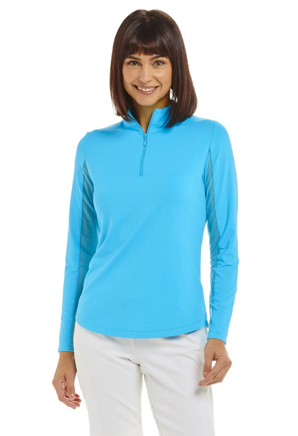 IBKUL Women's Long Sleeved Solid Mock Neck Golf Sun Protection Shirt- 18 Colors!