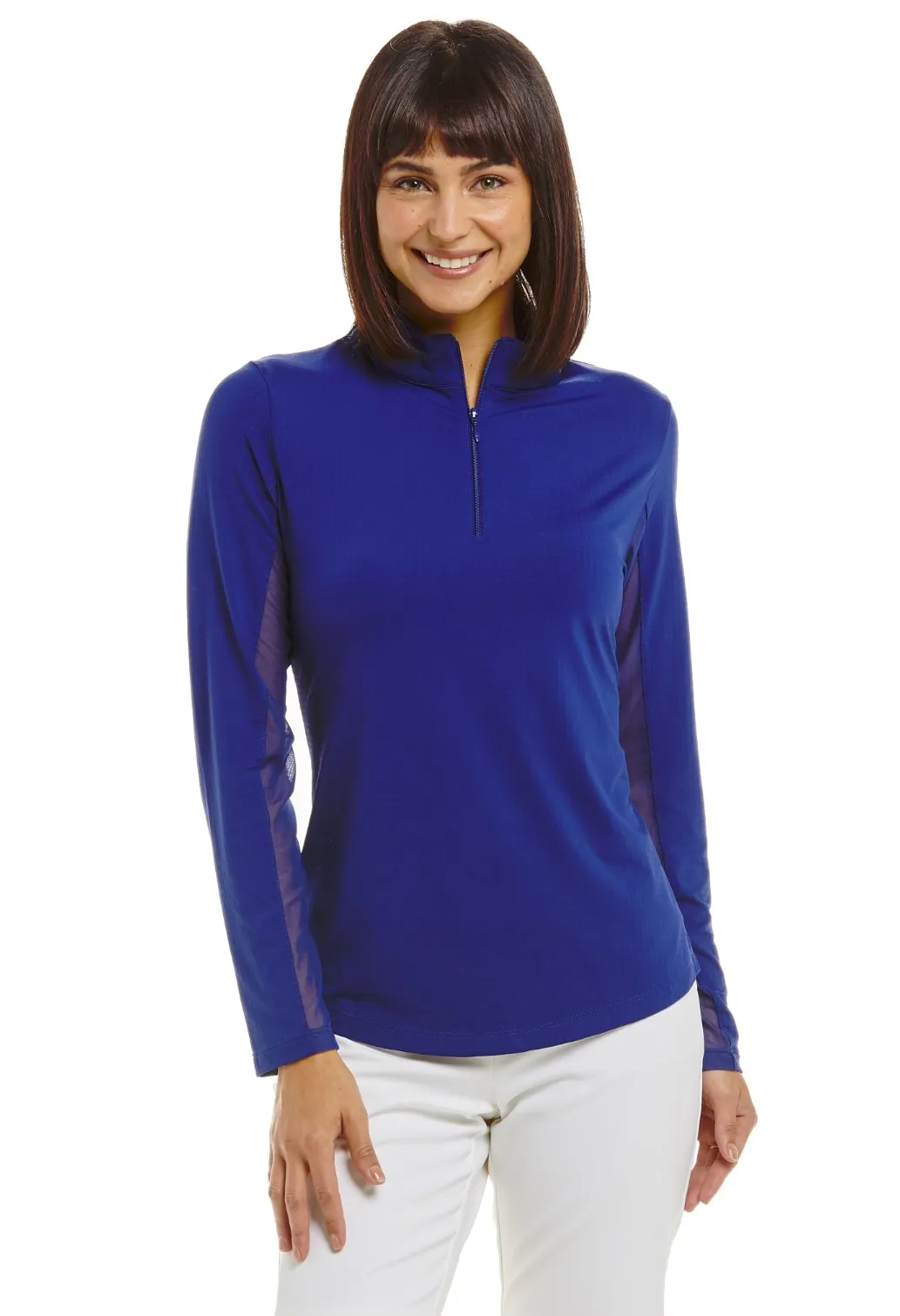 IBKUL Women's Long Sleeved Solid Mock Neck Golf Sun Protection Shirt- 18 Colors!