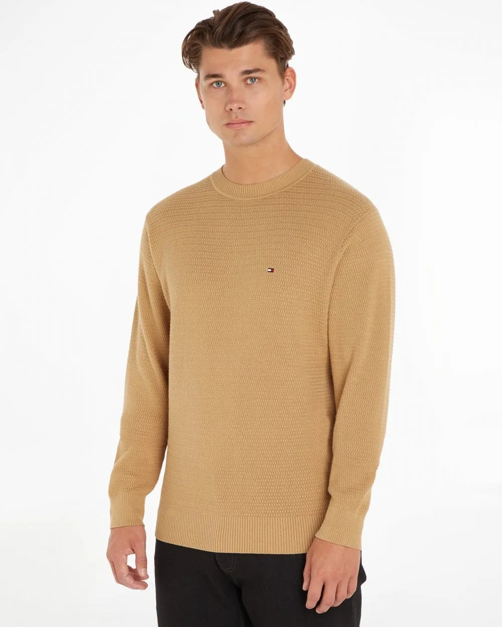 Interlaced Structure Mens C-Neck Jumper