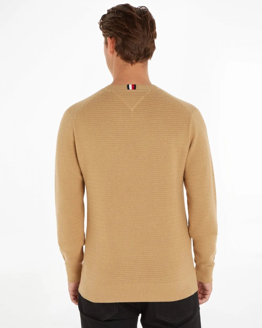 Interlaced Structure Mens C-Neck Jumper