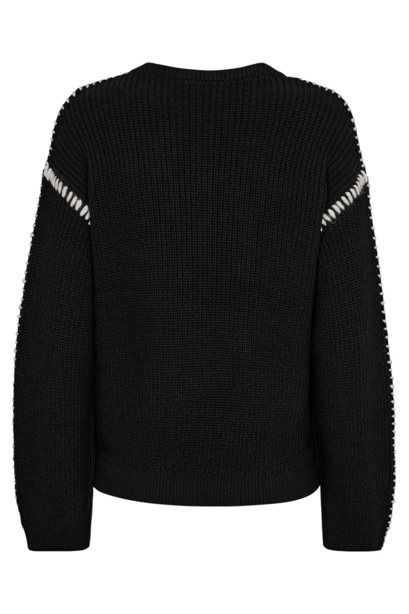 Ipen Pullover 204437 | Black w. Moonbeam | Strik fra Freequent