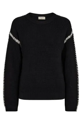 Ipen Pullover 204437 | Black w. Moonbeam | Strik fra Freequent