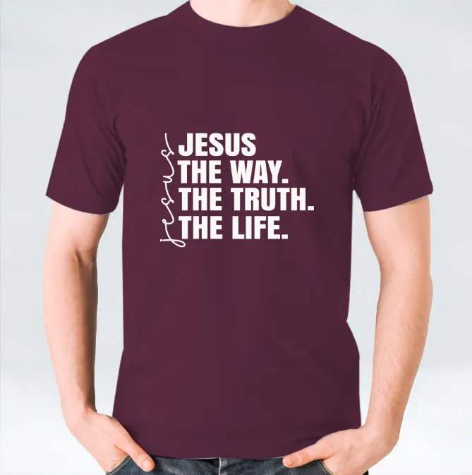 Jesus The Way The Truth The Life T-shirt - White/Black/Maroon